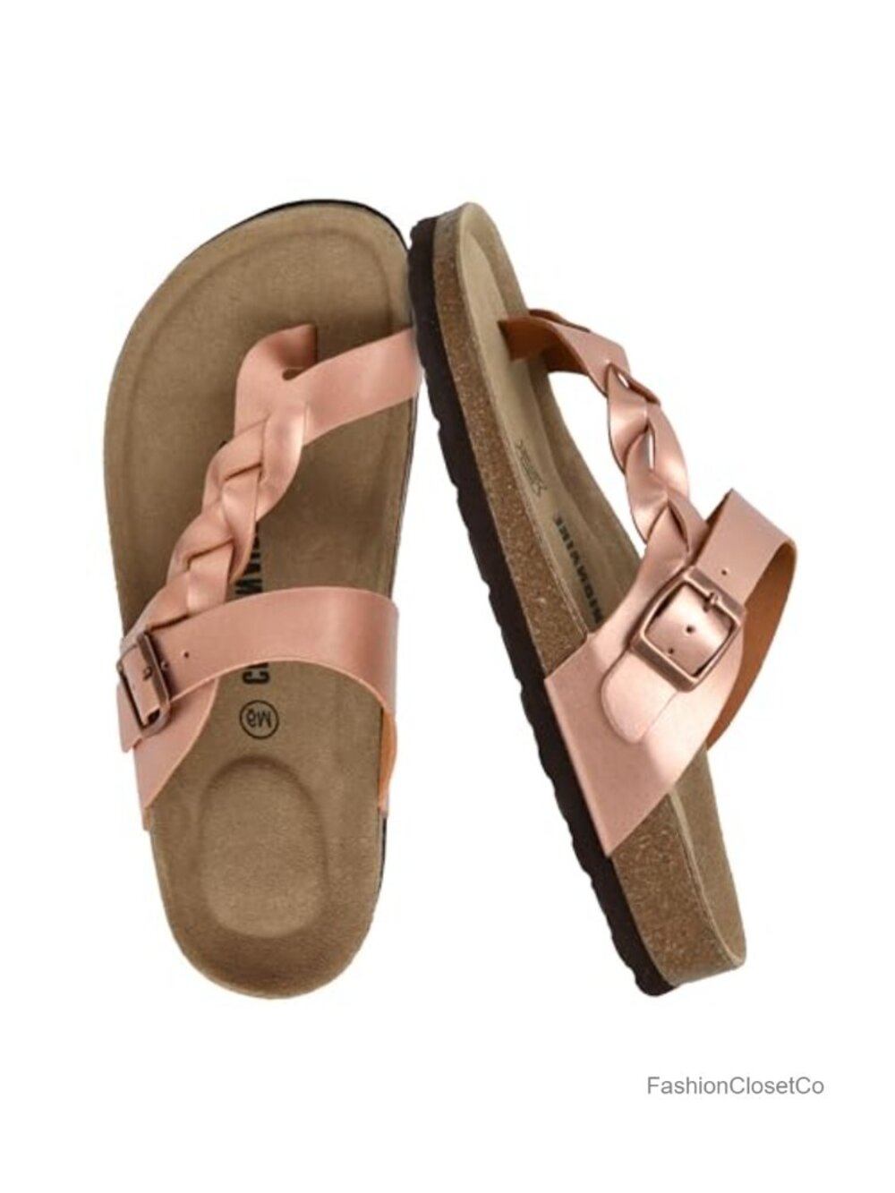 Cork Footbed Slide Sandal with Arch Support & Adjustable Buckle